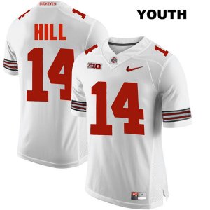 Youth NCAA Ohio State Buckeyes K.J. Hill #14 College Stitched Authentic Nike White Football Jersey ZO20E38IQ